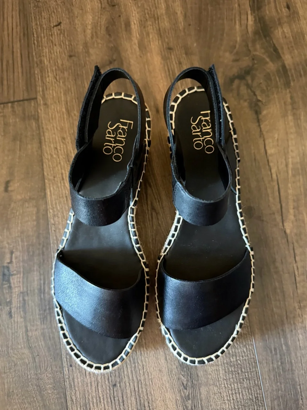 Franco Sarto Black Espadrille Platform Sandals